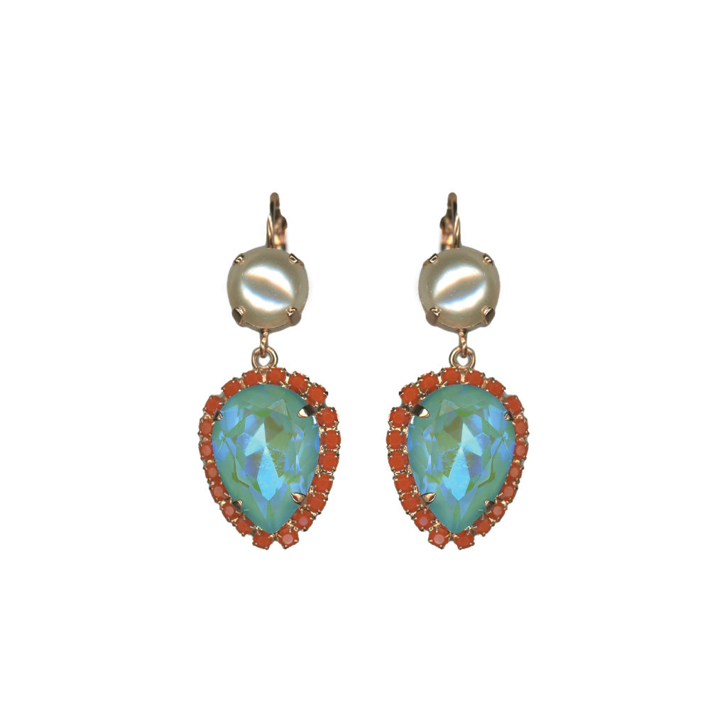 Extra Luxurious Pear Halo Leverback Earrings in "Mystical Dusk" *Custom*