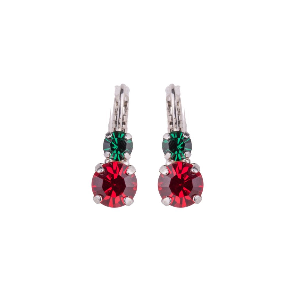 Medium Double Stone Leverback Earrings in "Holiday" *Custom*