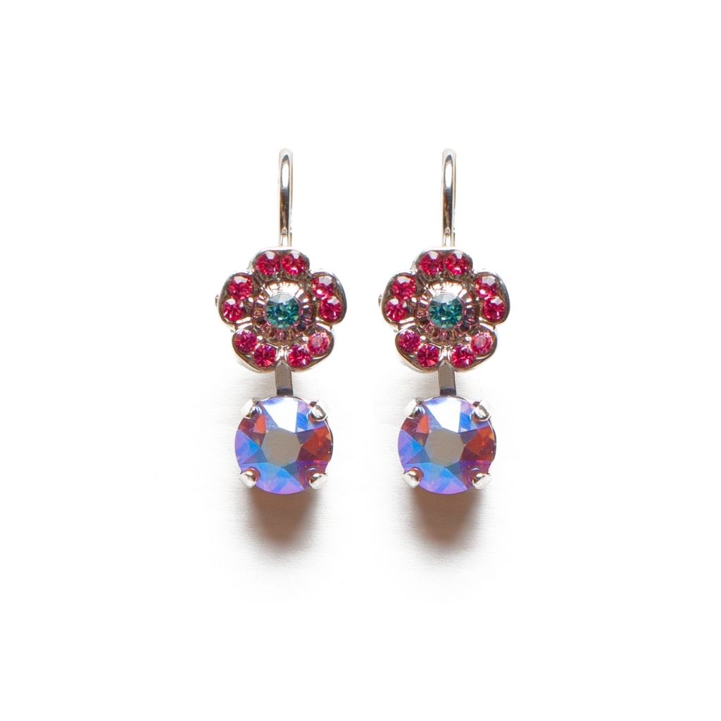 Cosmos Drop Earrings in "Coral Cove" - Rhodium