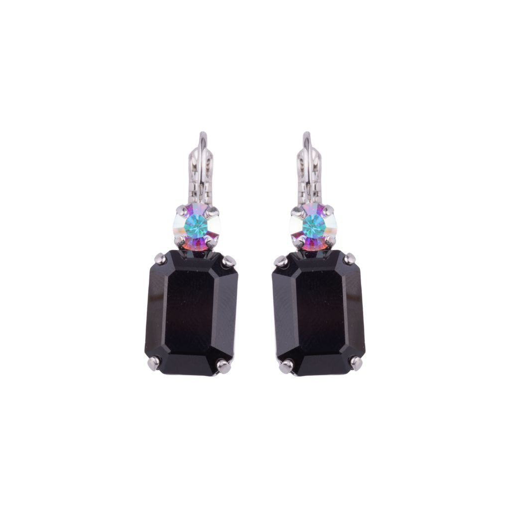 Round and Emerald Cut Leverback Earrings in "Tuxedo" *Custom*