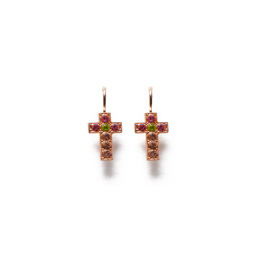 Petite Cross Earrings in "Parasol" - Rose Gold
