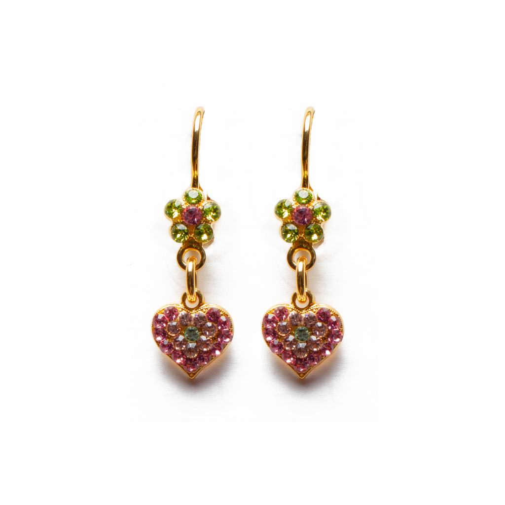 Flower and Heart Earrings in "Parasol" - Yellow Gold