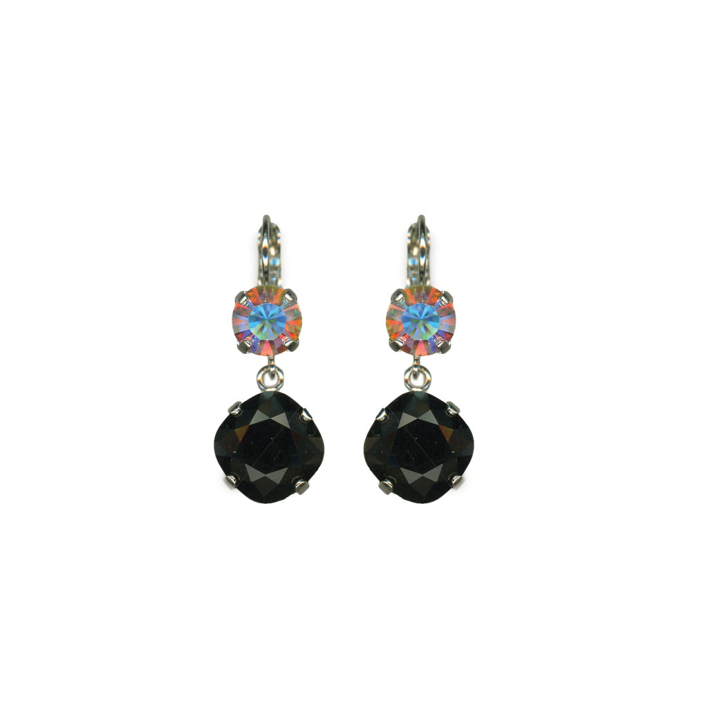 Cushion & Round Leverback Earrings "Obsidian Shores" *Custom*