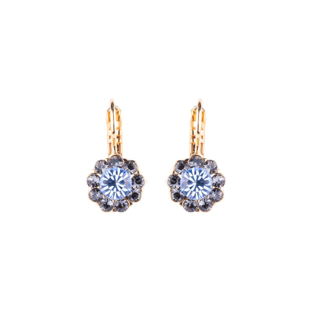 Medium Flower Leverback Earrings in "Morning Mist" - Yellow Gold