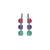 Medium Three Stone Leverback Earrings in "Candy" *Custom*