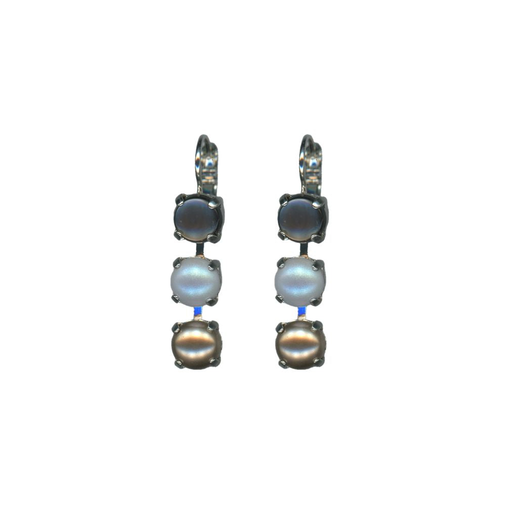 Medium Mineral Three Stone Leverback Earrings in "Morning Mist" *Custom*