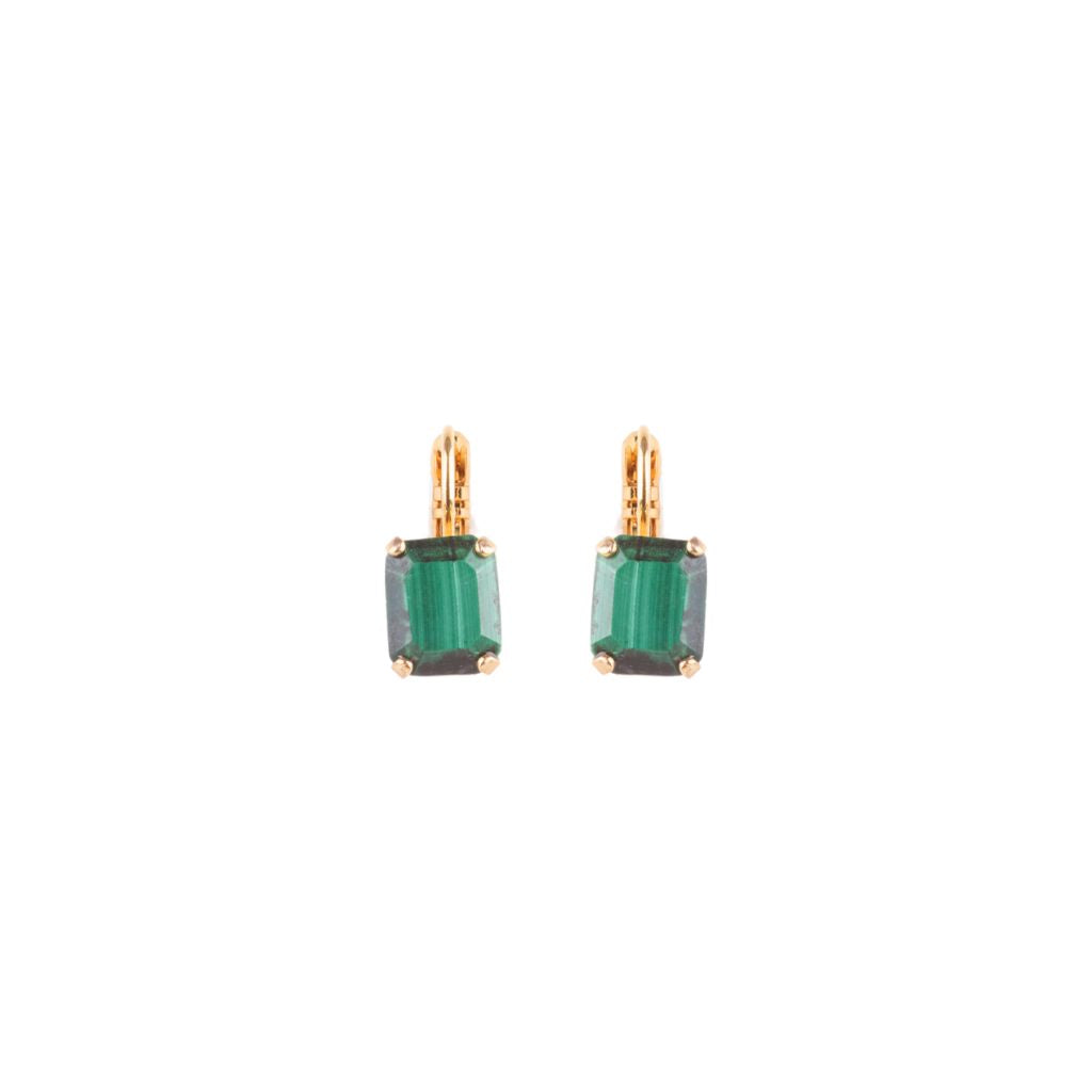 Medium Emerald Leverback Earrings in "Malachite" - Yellow Gold
