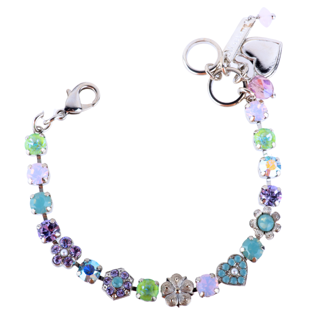 Small Heart and Flower Bracelet in "Bloom" *Custom*