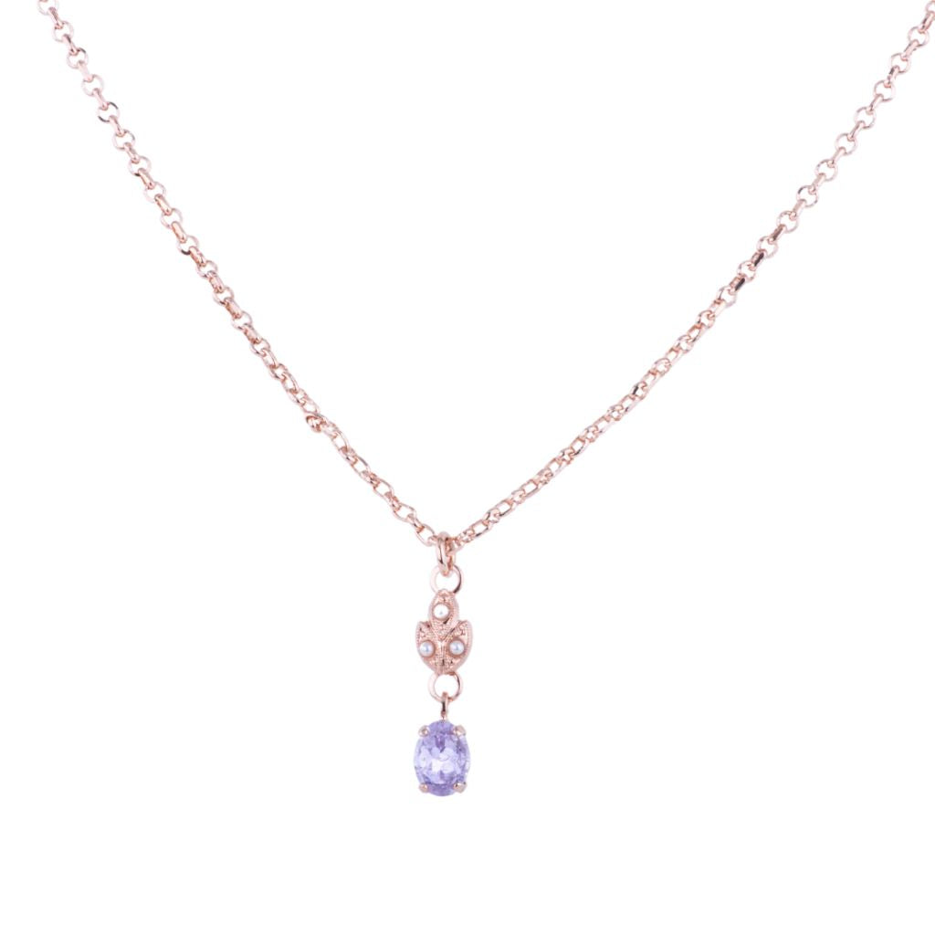 Petite Oval Leaf Pendant in "Bloom" - Rose Gold