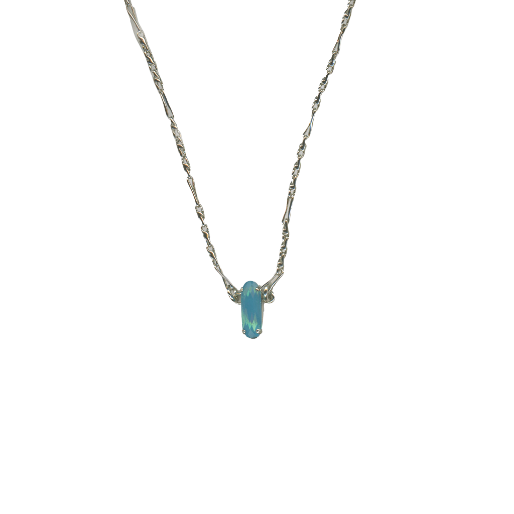 Long Oval Single Pendant in "Blue Opal" *Custom*