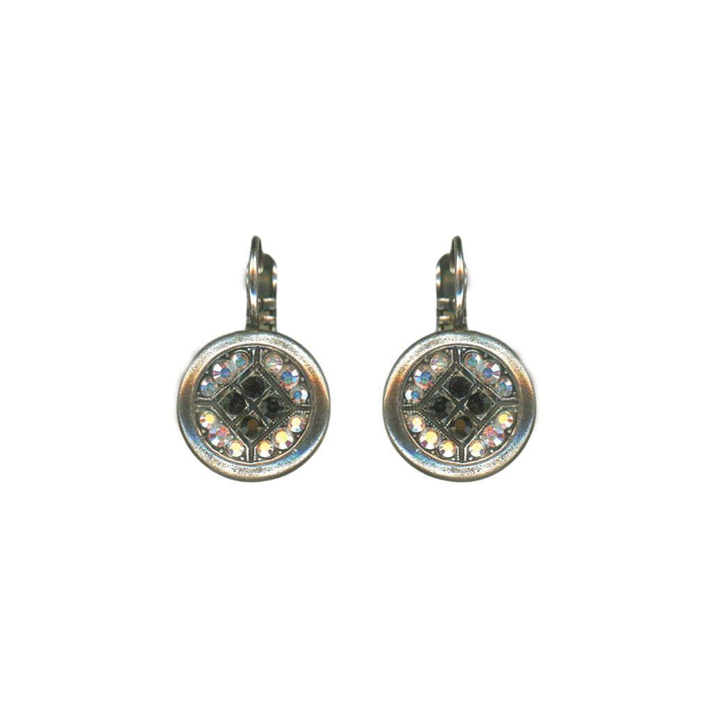 Large Round Embellished Leverback Earrings in "Obsidian Shores" *Custom*