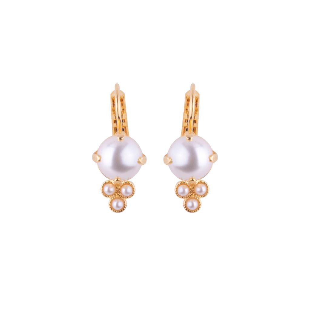 Medium Trio Cluster Leverback Earrings in "Pearl" *Custom*