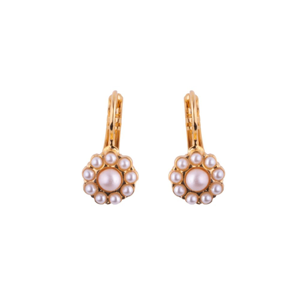 Medium Flower Leverback Earrings in "Pearl" *Custom*