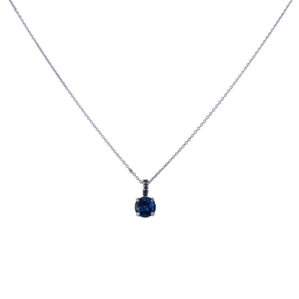 Large Embellished Single Stone Pendant in "Deep Forest" *Custom*
