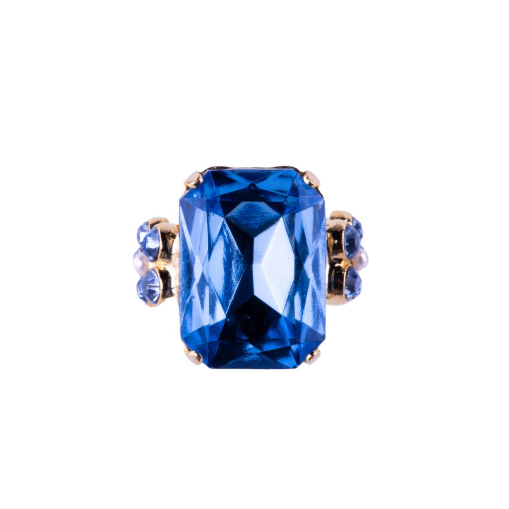 Large Emerald Cut Flower Ring in "Blue Skies" *Custom*