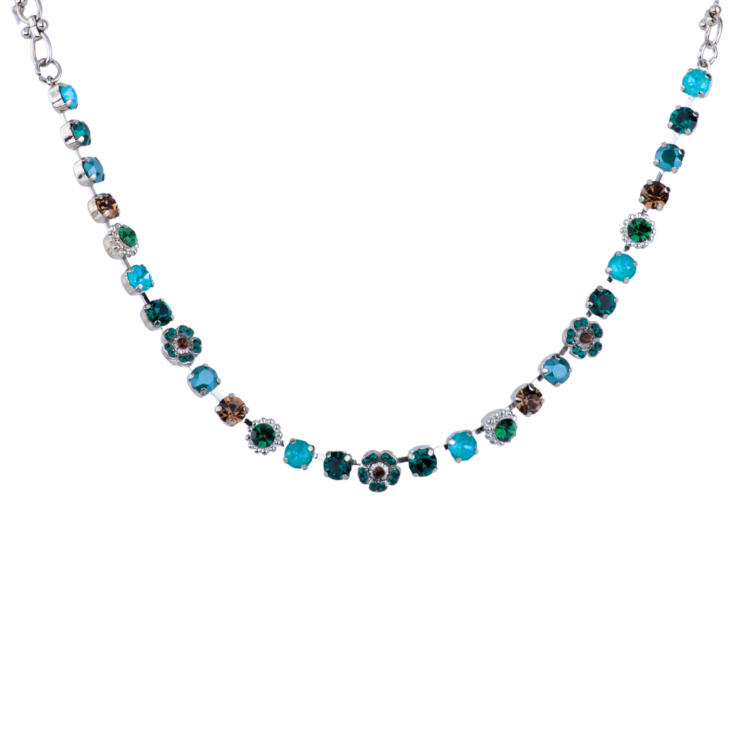 Small Flower Cluster Necklace in "Deep Forest" *Custom*