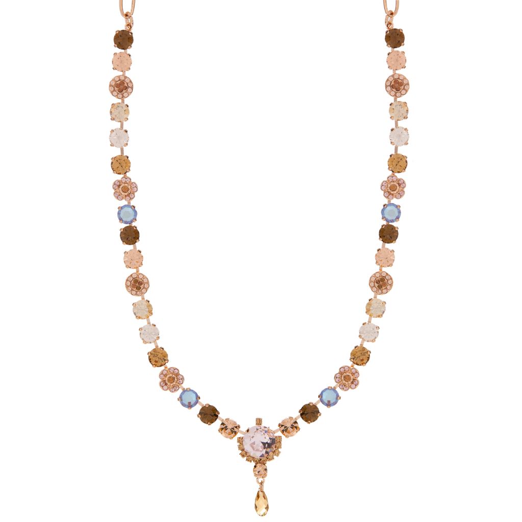 Petite Necklace with Rivoli Center Cluster in "Amaretto" *Custom*