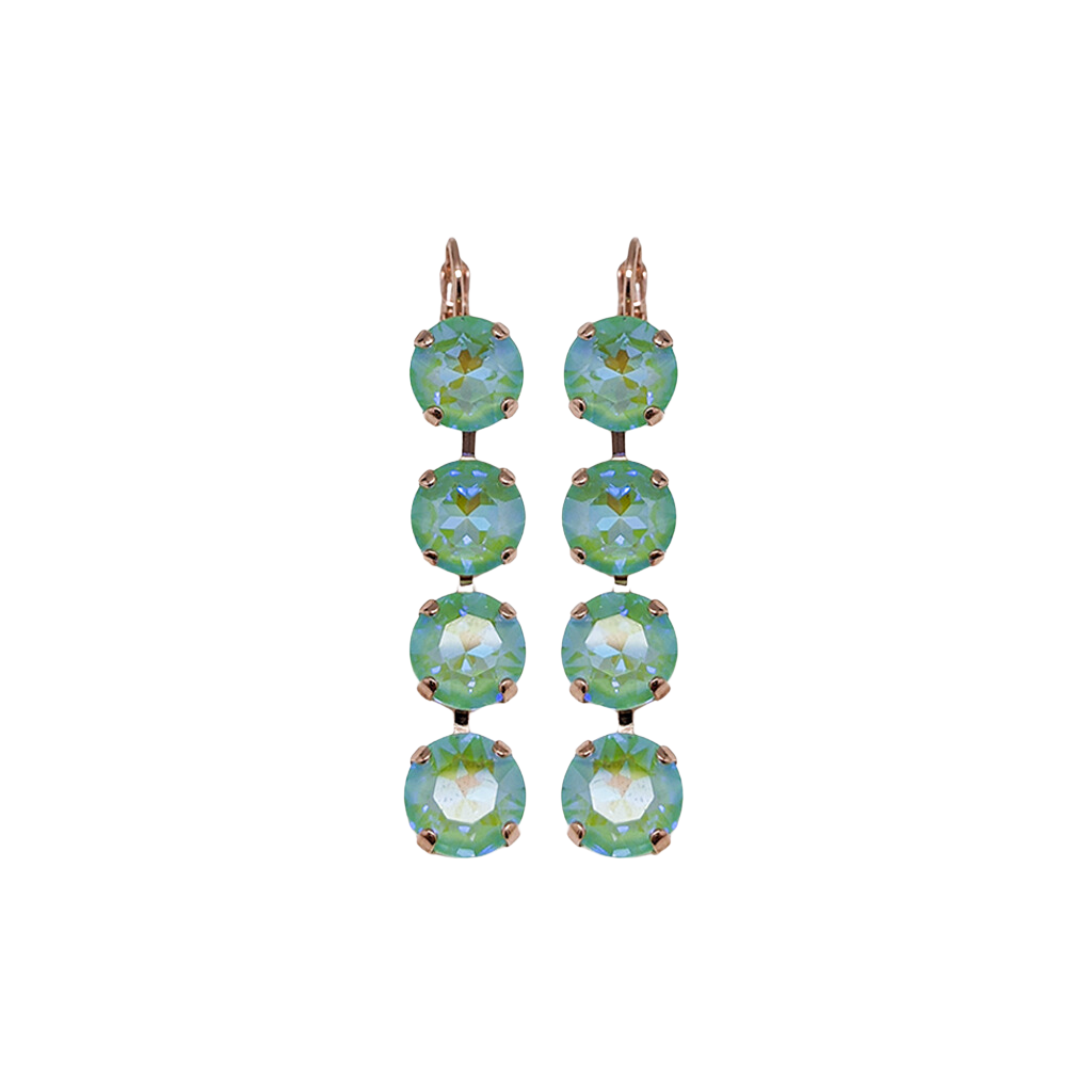 Large Four Stone Leverback Earrings in Sun-Kissed "Peridot" *Custom*
