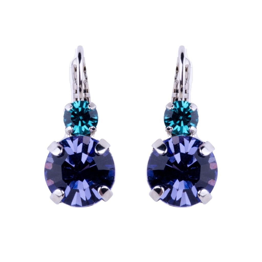 Large Double Stone Leverback Earrings in "Violet" *Custom*