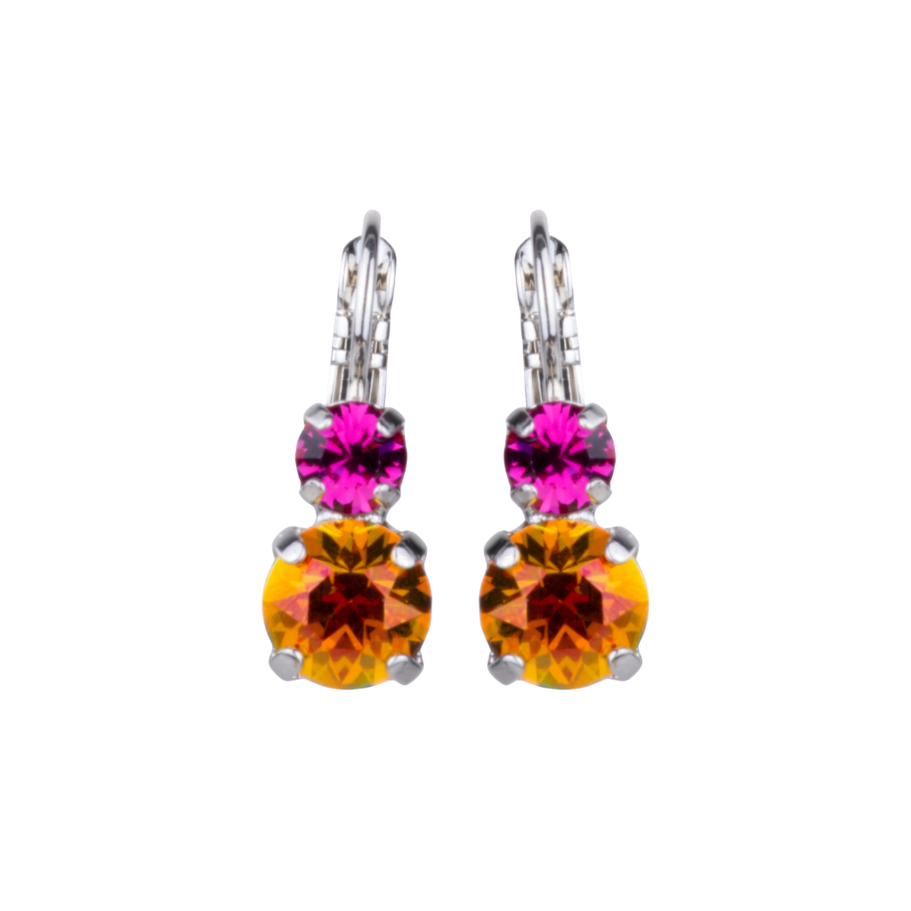 Medium Double Stone Leverback Earrings "Bougainvillea" *Custom*