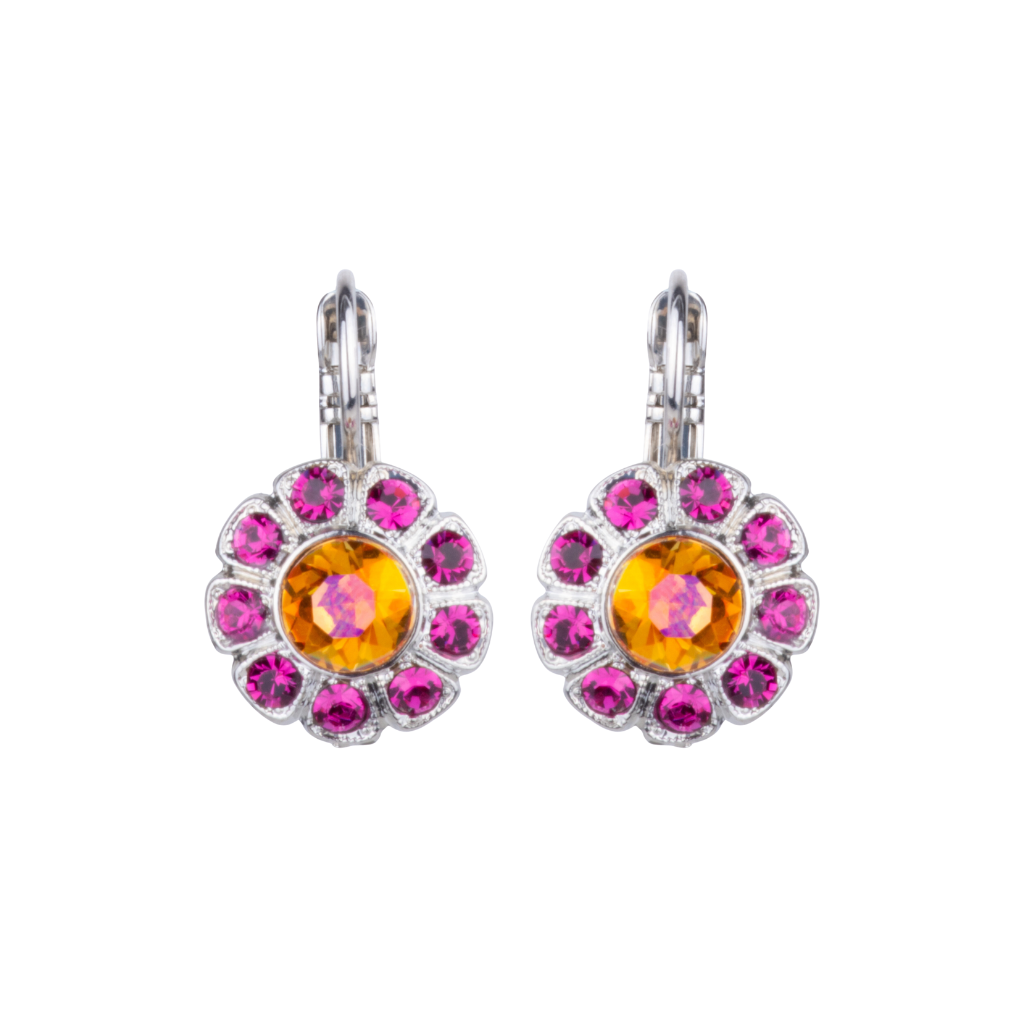Large Daisy Leverback Earrings in "Bougainvillea" *Custom*