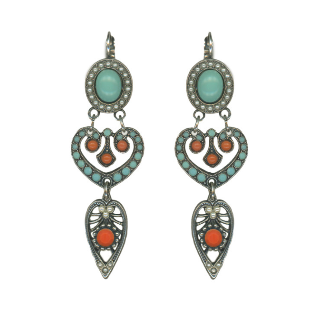 Extra Luxurious Oval & Heart Leverback Earrings in "Mythical Dusk" *Custom*