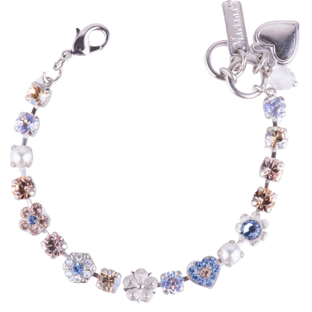 Small Heart and Flower Bracelet in "Sand Bar" *Custom*