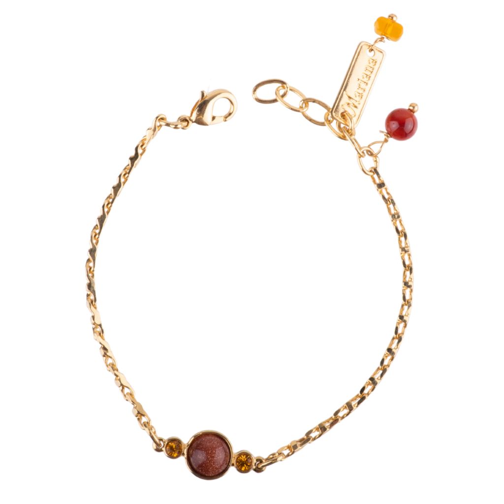 Small Circle Crystal with Chain Bracelet in "Sunstone"  - Yellow Gold