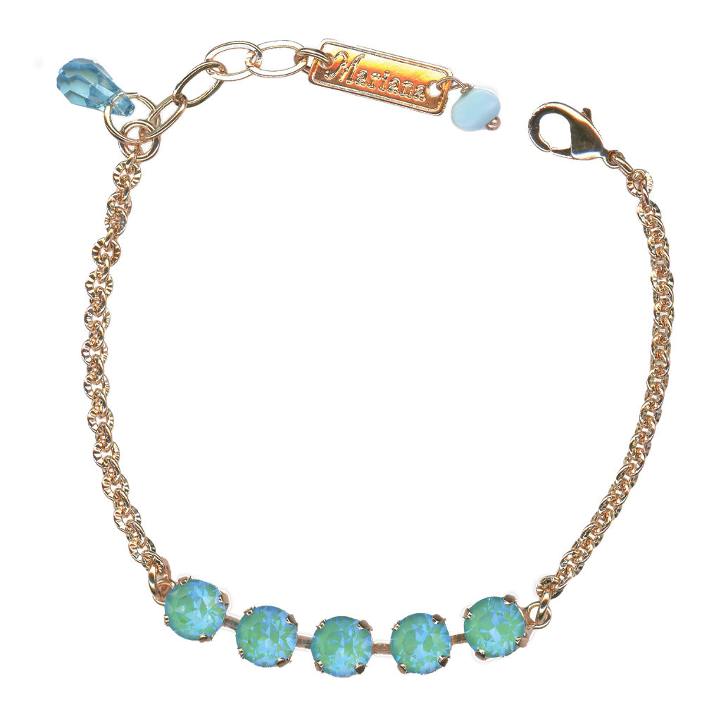 Medium Five Stone Chain Bracelet in "Sun-Kissed Aqua" *Custom*