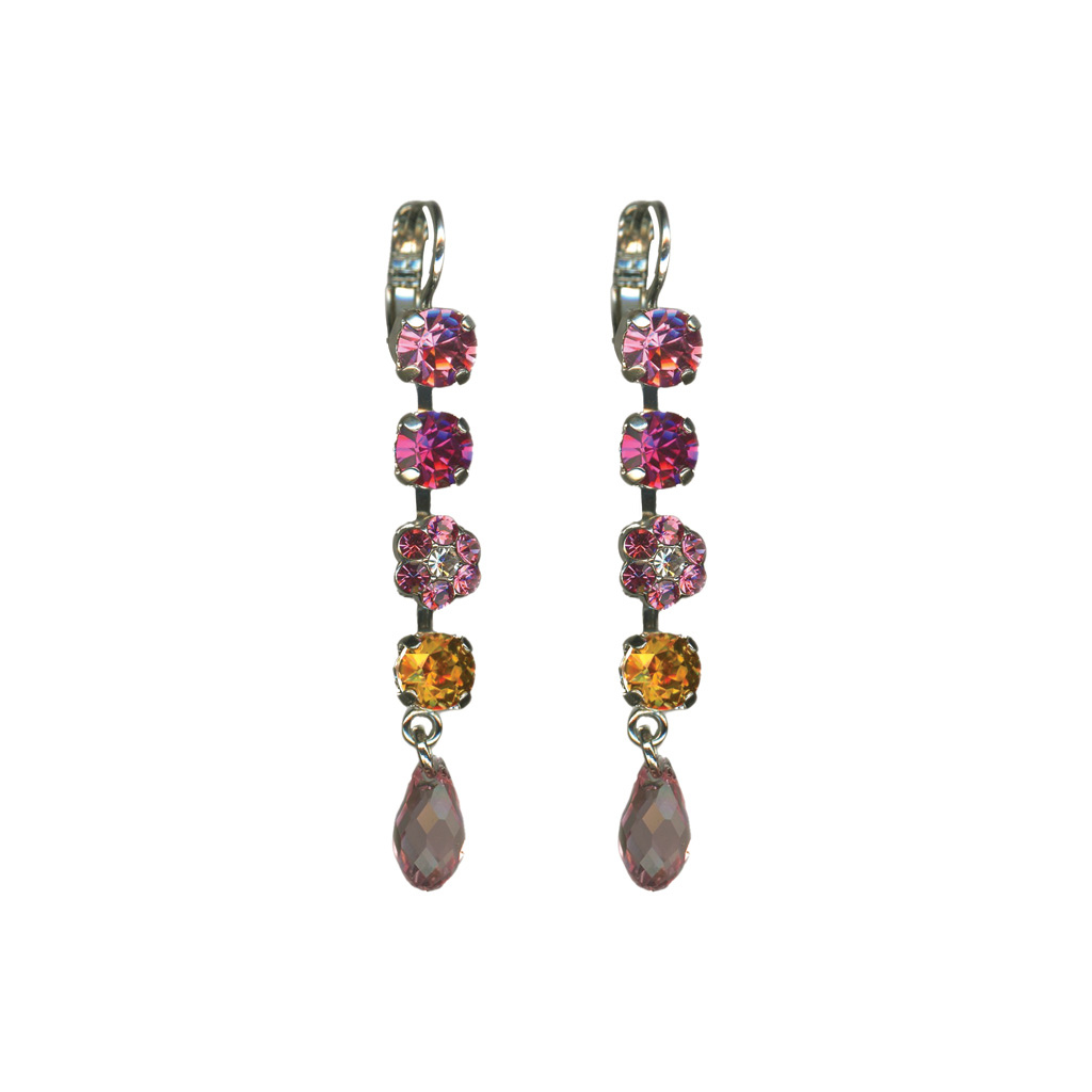 Small Daisy Dangle Leverback Earrings in "Bougainvillea" *Custom*
