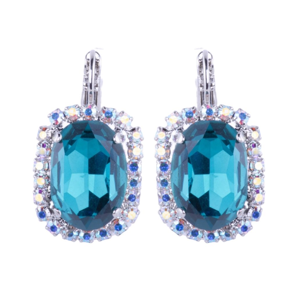 Extra Luxurious Oval Halo Leverback Earrings in "Violet" *Custom*