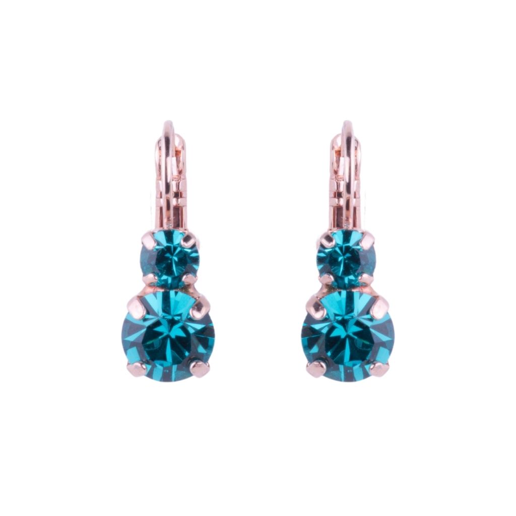 Medium Double Stone Leverback Earrings "Blue Zircon" *Custom*