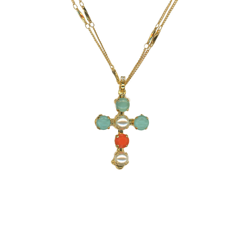 Medium Cross Pendant in "Mythical Dusk" - Yellow Gold