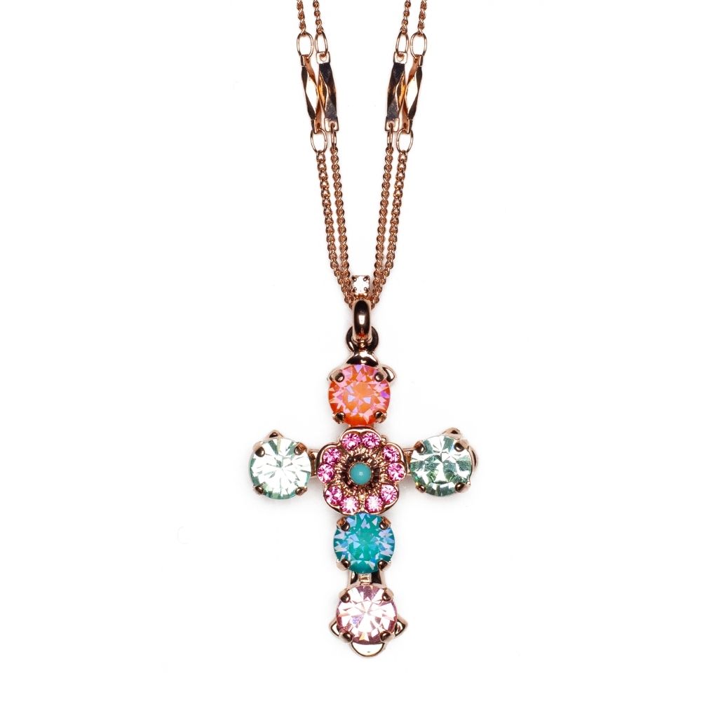 Flower Cross Pendant in "Coral Cove" *Custom*