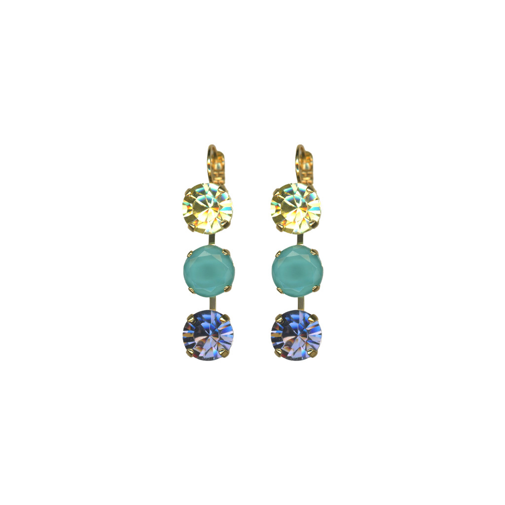 Large Three Stone Leverback Earrings in "Vineyard Veranda" *Custom*
