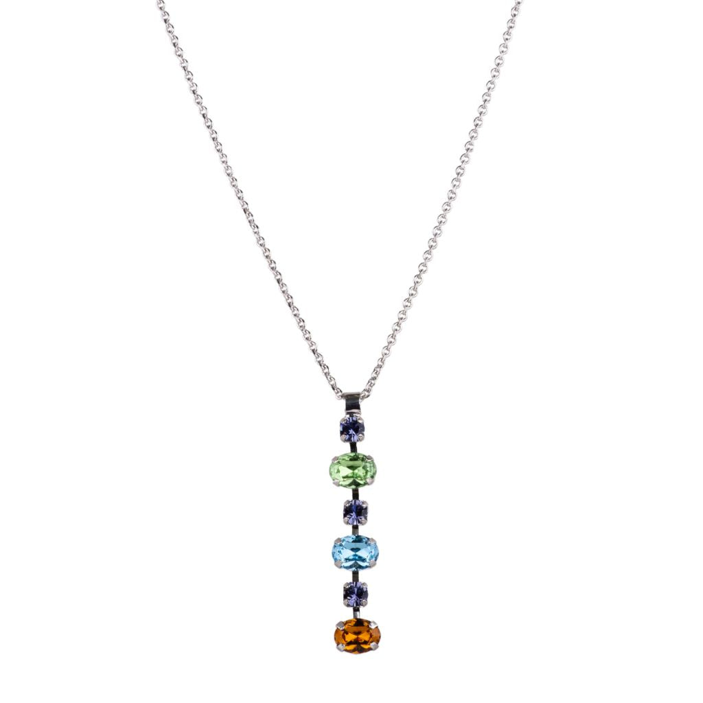 Small Oval and Round Pendant in "Festival" - Rhodium