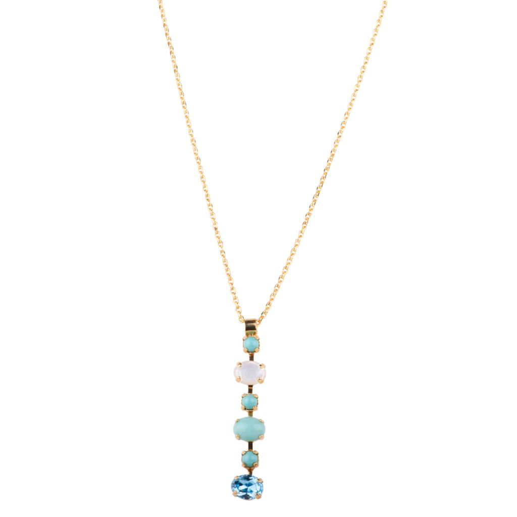 Small Oval and Round Pendant in "Aegean Coast" - Yellow Gold