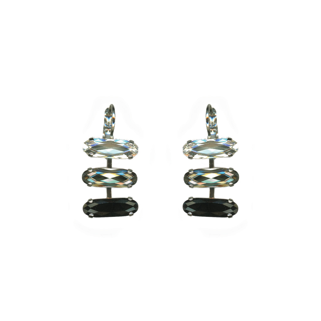 Three Long Oval Leverback Earrings "Jet Diamond" *Custom*
