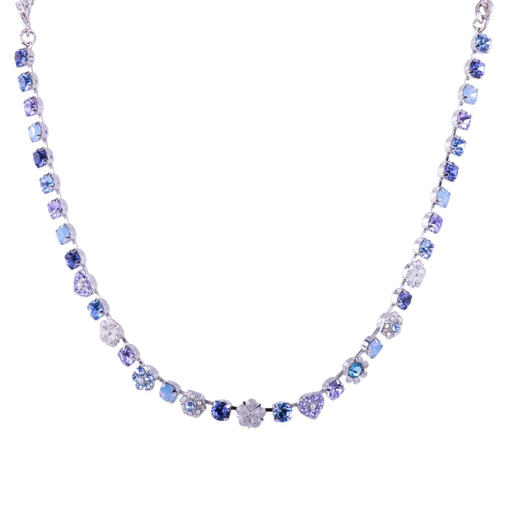 Small Heart and Flower Necklace in "Blue Skies" *Custom*