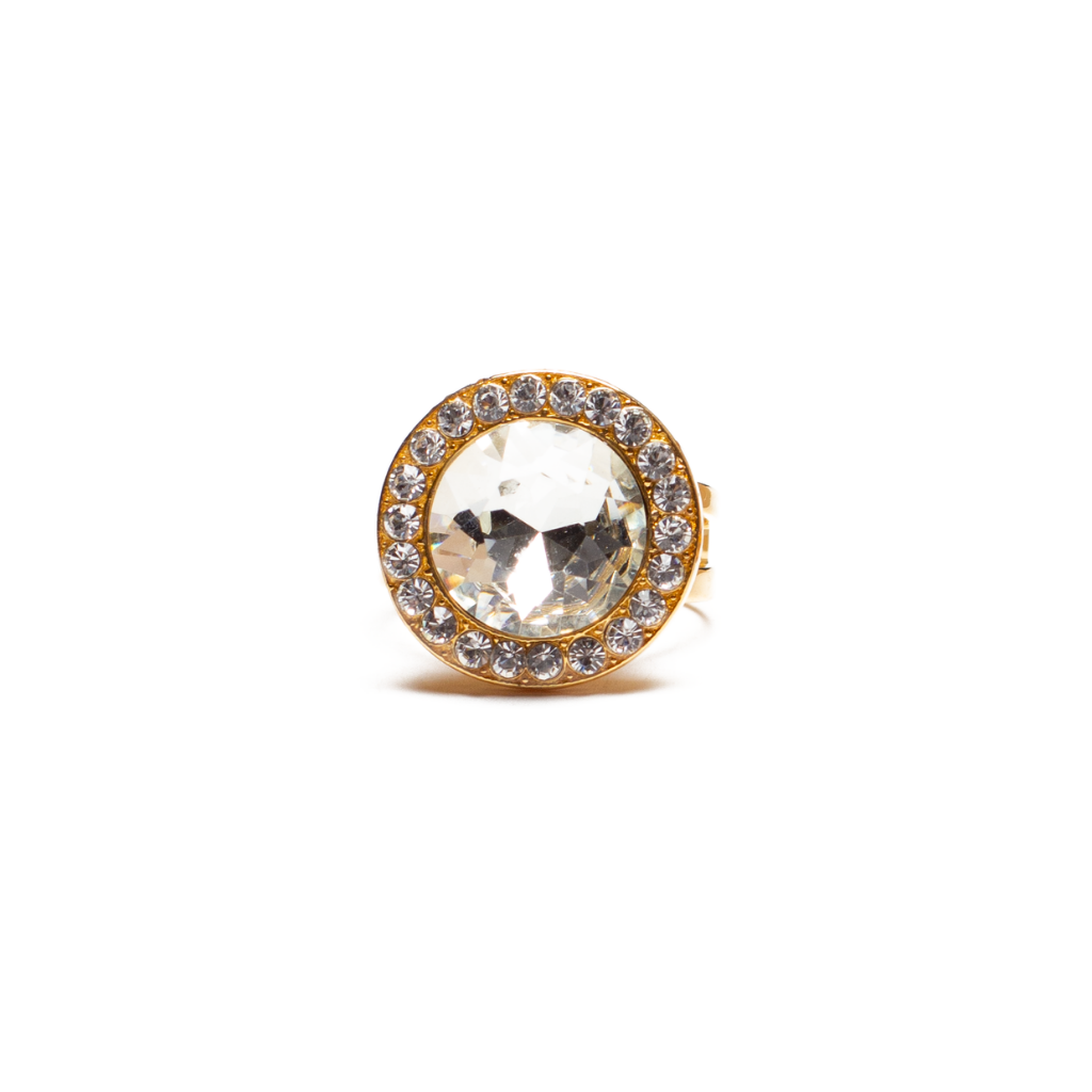 Extra Luxurious Halo Ring in "Clear" - Yellow Gold