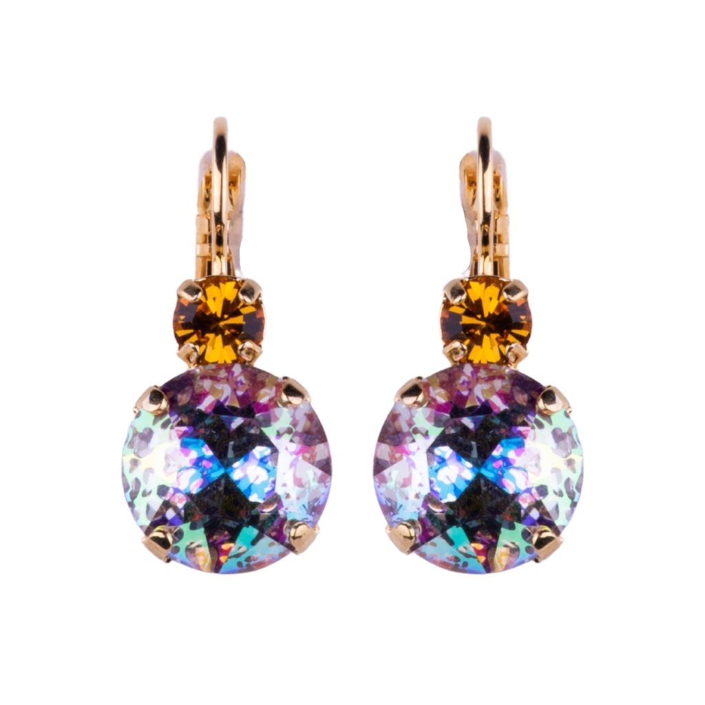 Large Double Stone Leverback Earrings in "Dawn" *Custom*
