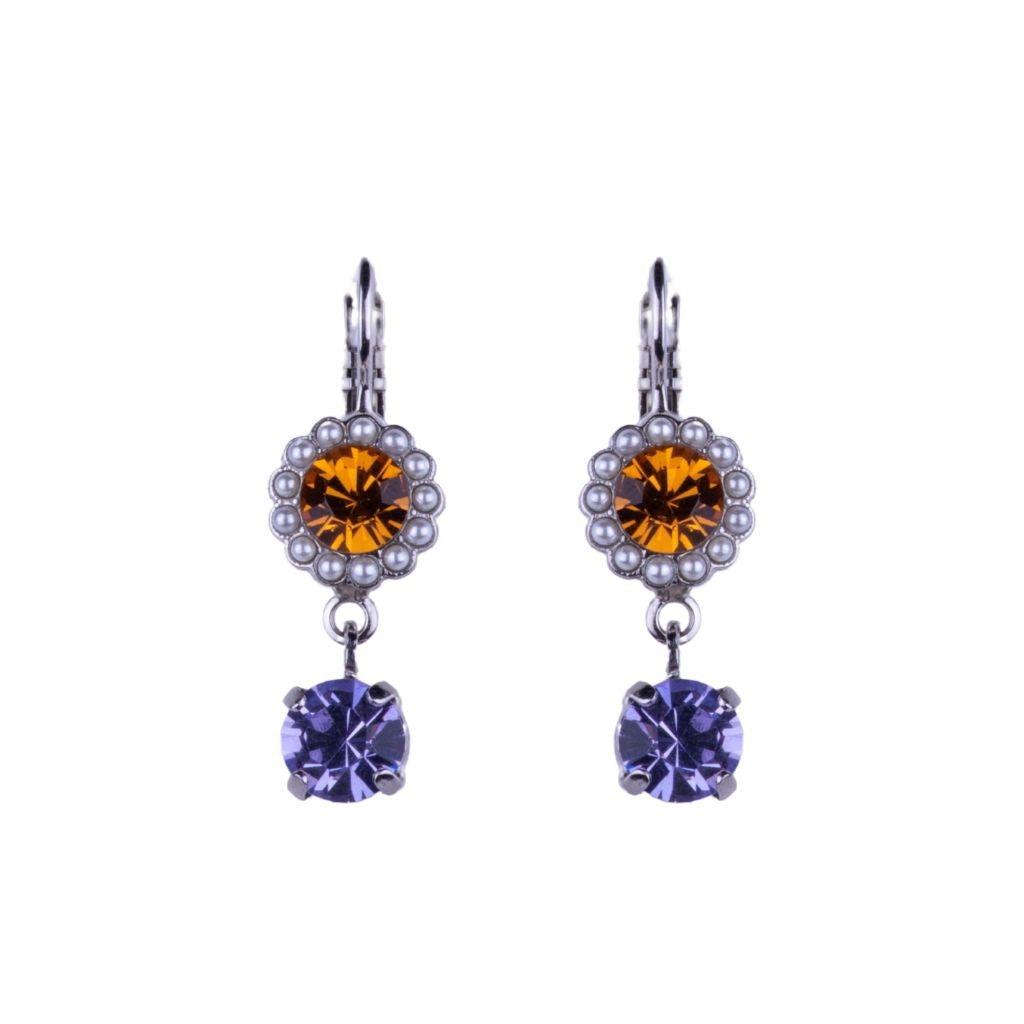 Medium Rosette Earrings With Drop in "Dawn" *Custom*