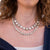 Medium Pavé Necklace in "White Opal"- Rhodium