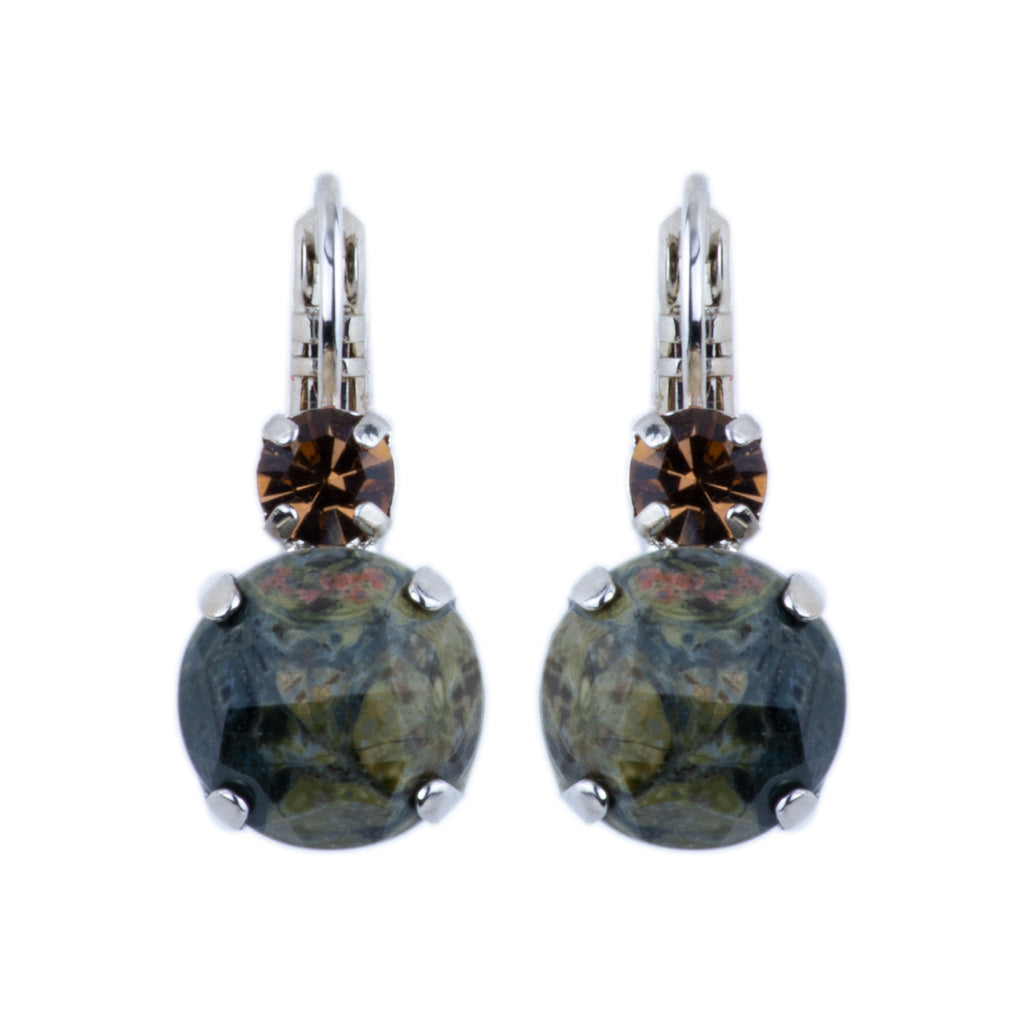 Large Double Stone Leverback Earrings in "Deep Forest" *Custom*