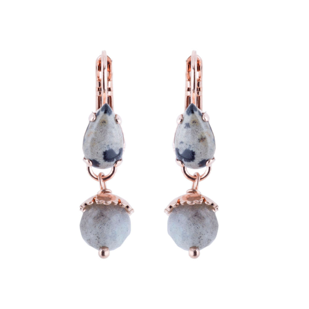 Small Pear Leverback Earrings with Drop in "Nightfall" *Custom*