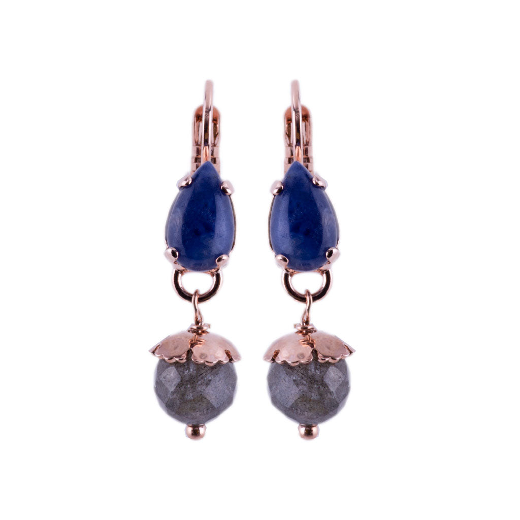 Small Pear Leverback Earrings with Drop in "Cascade" *Custom*