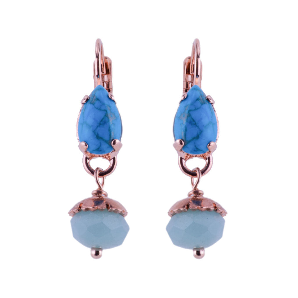 Small Pear Leverback Earrings with Drop in "Aqua Vista" *Custom*