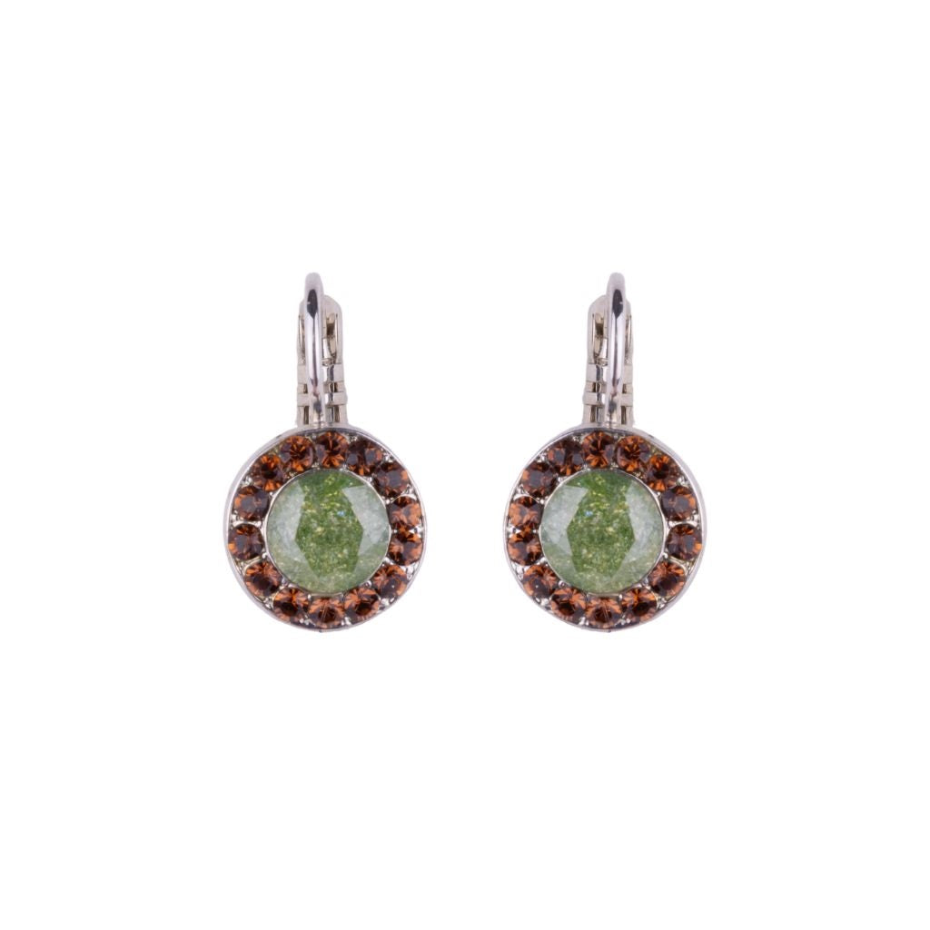 Large Halo Leverback Earrings "Terra"- Rhodium