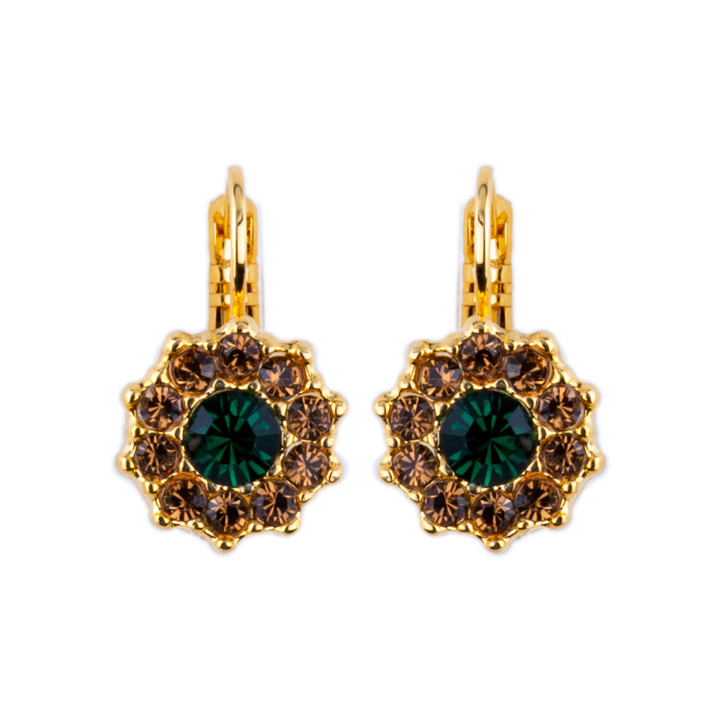 Large Rosette Leverback Earrings in "Deep Forest" *Custom*