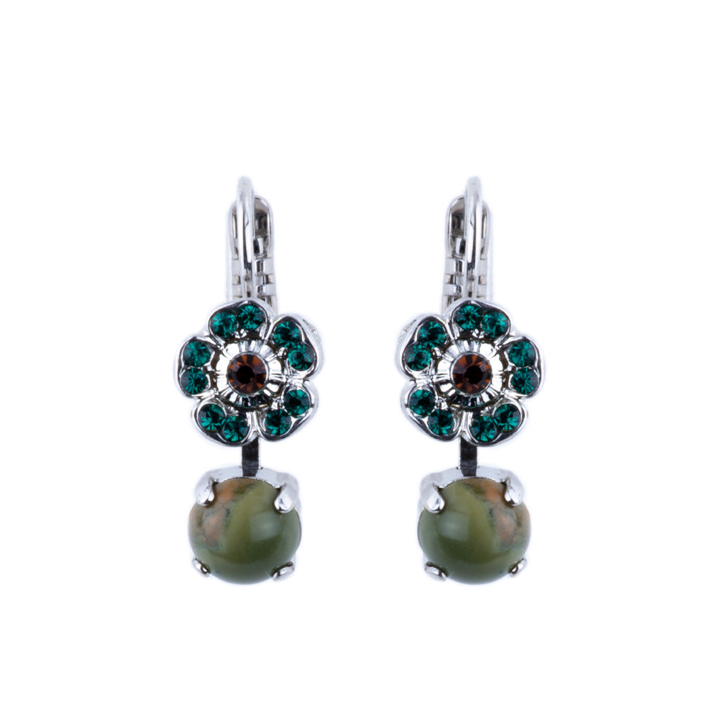 Cosmos Drop Leverback Earrings in "Deep Forest" *Custom*